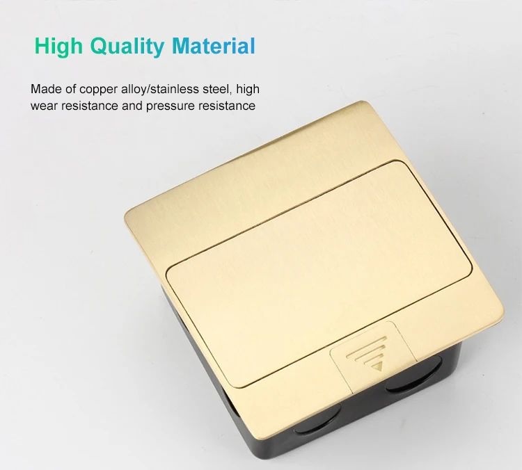 Pop-up Floor Ground Outlet Socket Copper Material 6 Hole Waterproof Residential Gold Color CE Direct Plug Fast Connection IP44