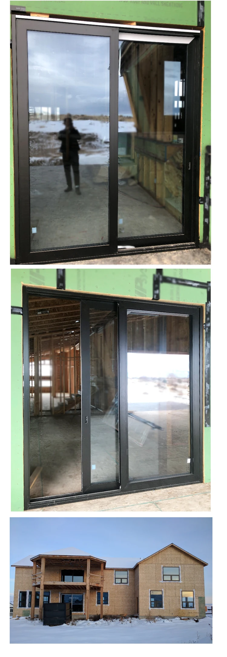Sliding door with tempered glass screen mosquito net  Aluminum frame motorized electric automatic opening sliding glass door
