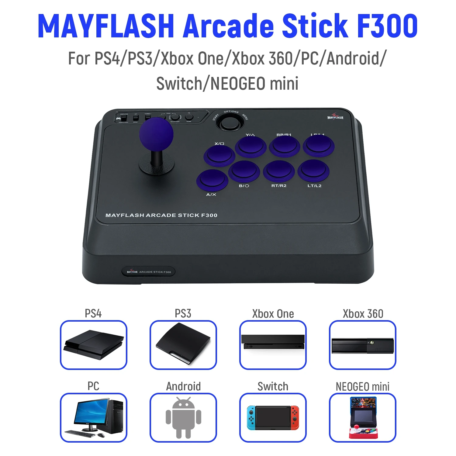 infrastructuur Vervoer Ongeldig Mayflash F300 Arcade Fight Stick For Ps4 For Ps3 For Xbox One/ Xbox 360  Gaming Joystick Gamepad For Pc Fighting Game For Steam - Buy Fightstick F300,Fightstick  F300 For Playstation 4,Fightstick F300