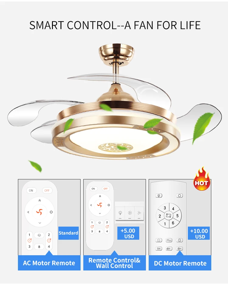 Modern Bladeless Ceiling Fans Lights 42 Inch 36" 110 220v Decorative