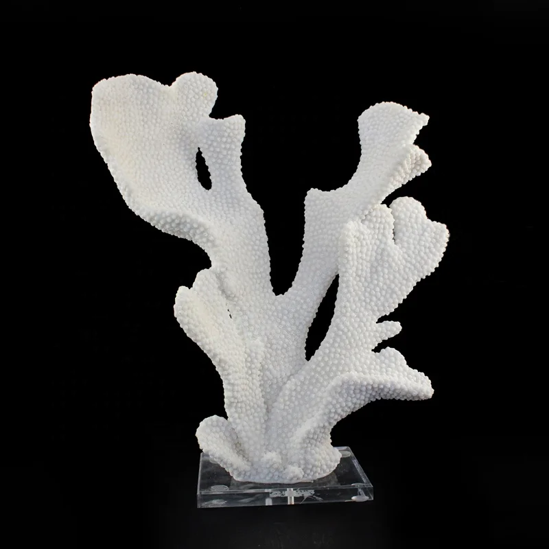 Wholesale Lifelike Ocean Resin Coral On Acrylic Base Artificial Natural White For Aquarium Decor supplier