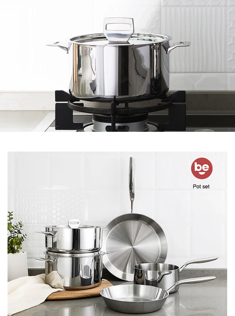 Germany Design 3ply Stainless Steel 7pcs Cookware Set With Casted