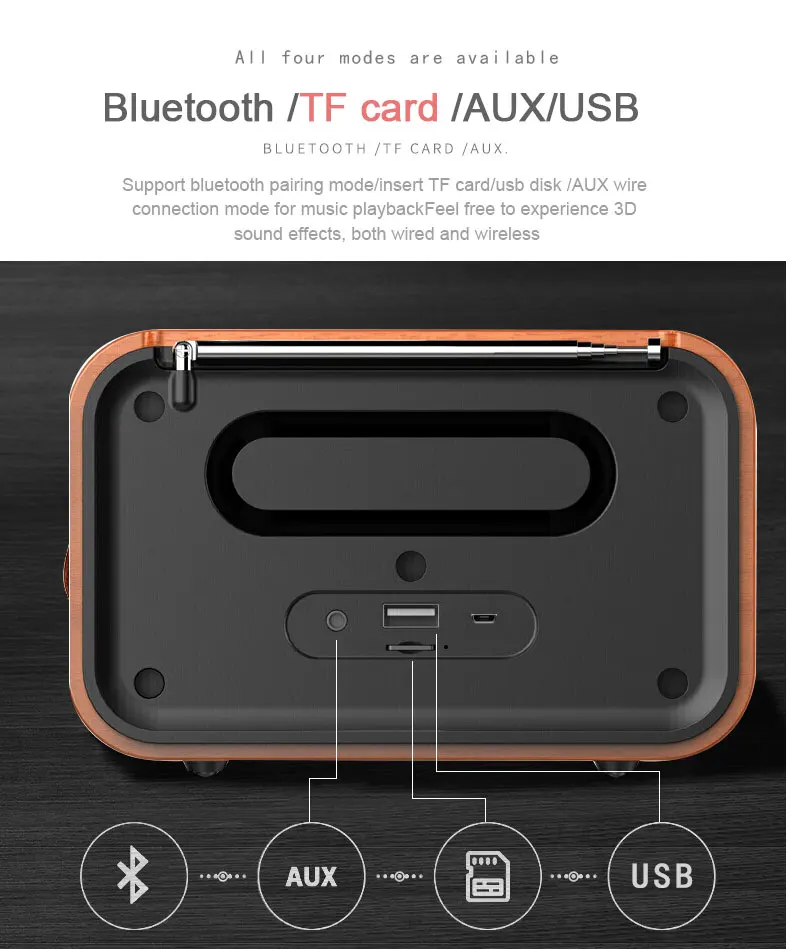 Hand-free TF Card Tabletop Alarm Clock Wireless Bluetooth Speaker With FM Radio - ANKUX.COM