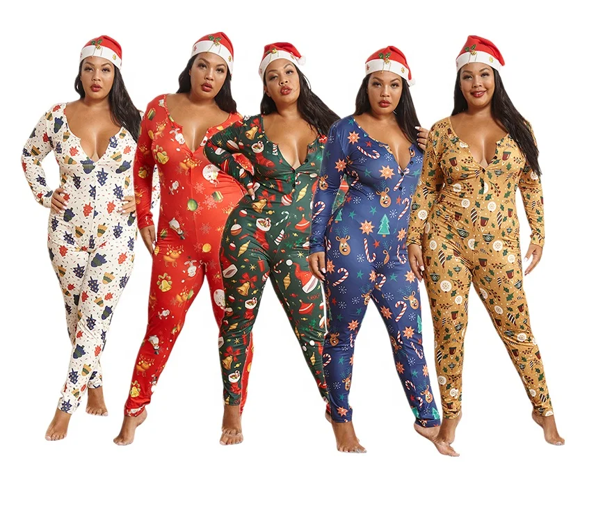 
Plus size sexy Christmas onsies women bodysuits rompers long sleeve women onesie jumpsuits hot sale women onesie adult 