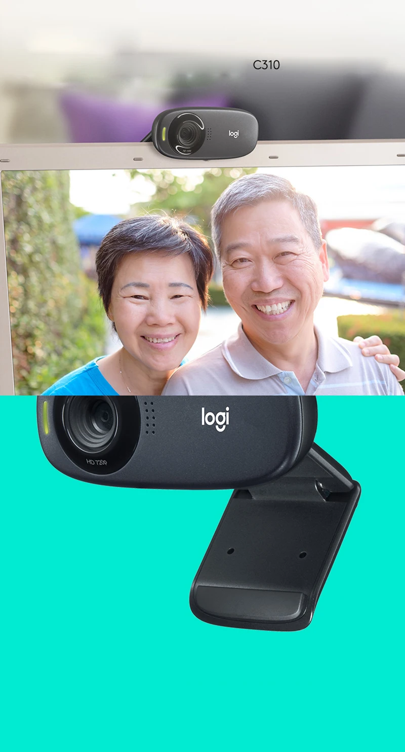 罗技c310 720p hd网络摄像头视频聊天在线课程 (带麦克风)