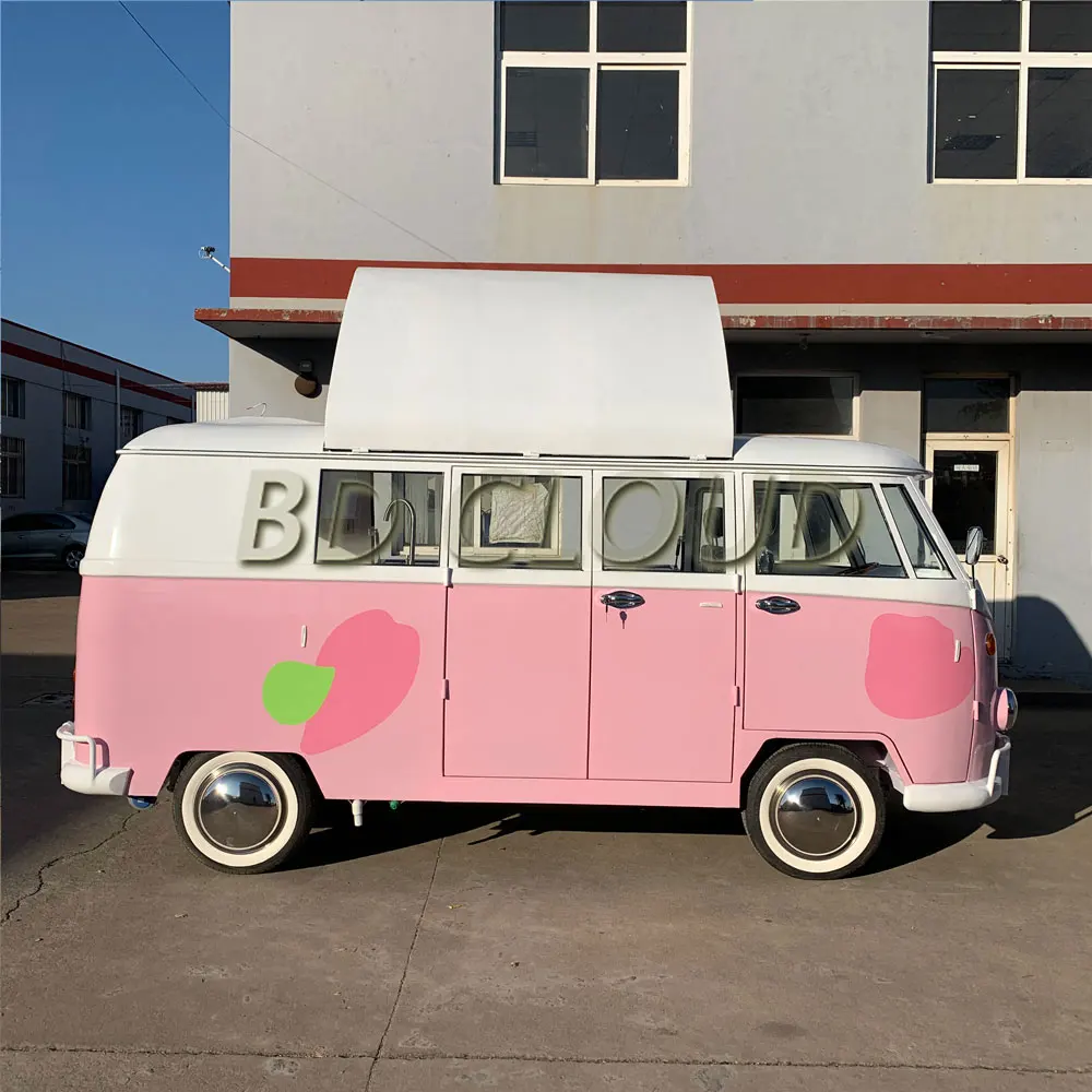 热销大众巴士冰淇淋食品车移动推车快餐店