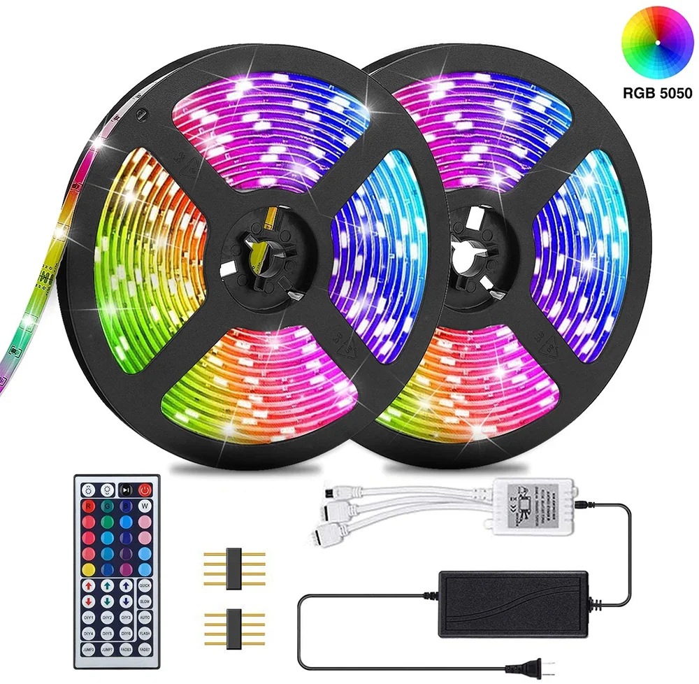 Amazon Best Selling Lighting Backlight Led strip 5m 10m 5050 RGB LED Strip Light 44key Remote Control LED Strip Light