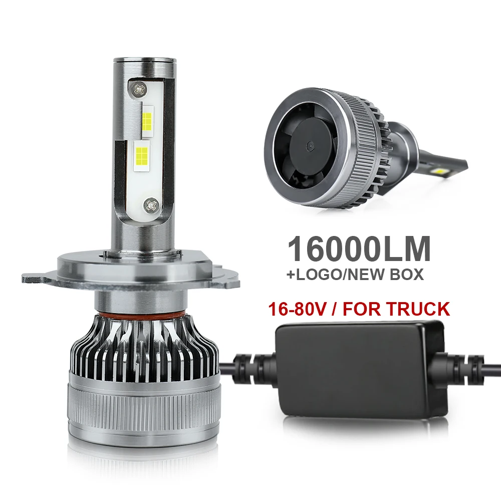 Best 16000 Lumen 12V 24v Strong Mini 9005 H1 9012 Faro LED Head Light Truck Fan Cooling Decoder F16 H11 H7 H4 Car Led Headlights