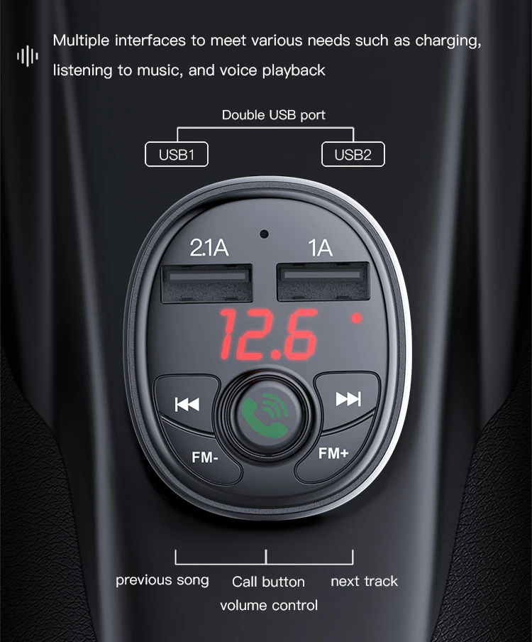 Yesido Mp3 Music Audio Player Handsfree 12V 24V Fm Transmitter Usb Disk Car Charger