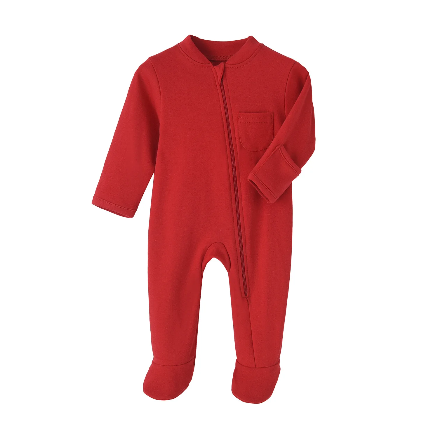 Plain Baby Rompers 100% Cotton Infant Pajamas With Footie Zipper Baby ...