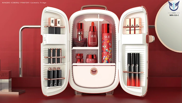 
13L Custom portable beauty makeup double door small refrigerator mini fridge for cosmetic 