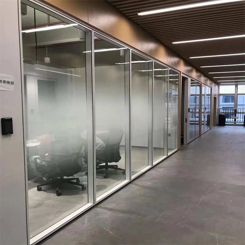 product 84mm wall thickness flat aluminum frame double glass partition with steel keel for luxury spas-3