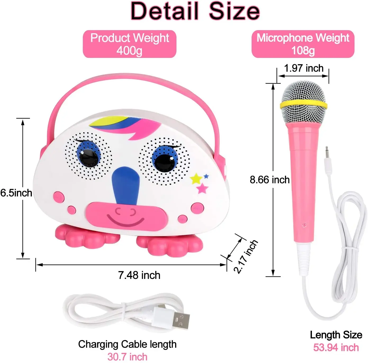 Kids Wireless Karaoke Machine Speaker With Microphone Blue Tooth ...