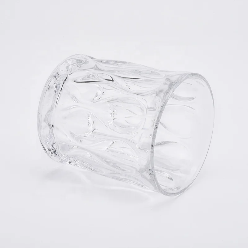 Luxury engraving candle vessel tea light glass candles jars scented bedroom decor factory