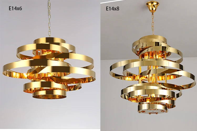 Post Simple Luxury Chandelier  Shiny Gold Metal Light Chandelier modern pendant light led for Villa Hotel Living room