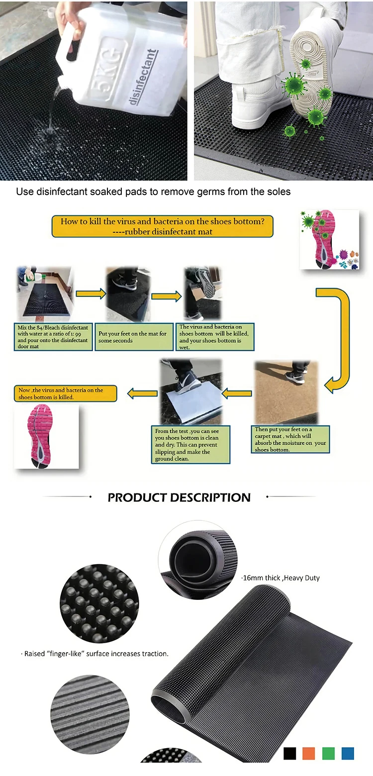 Anti Bacterial Non Slip Rubber Entrance Disinfectant Shoe Sole Cleaning