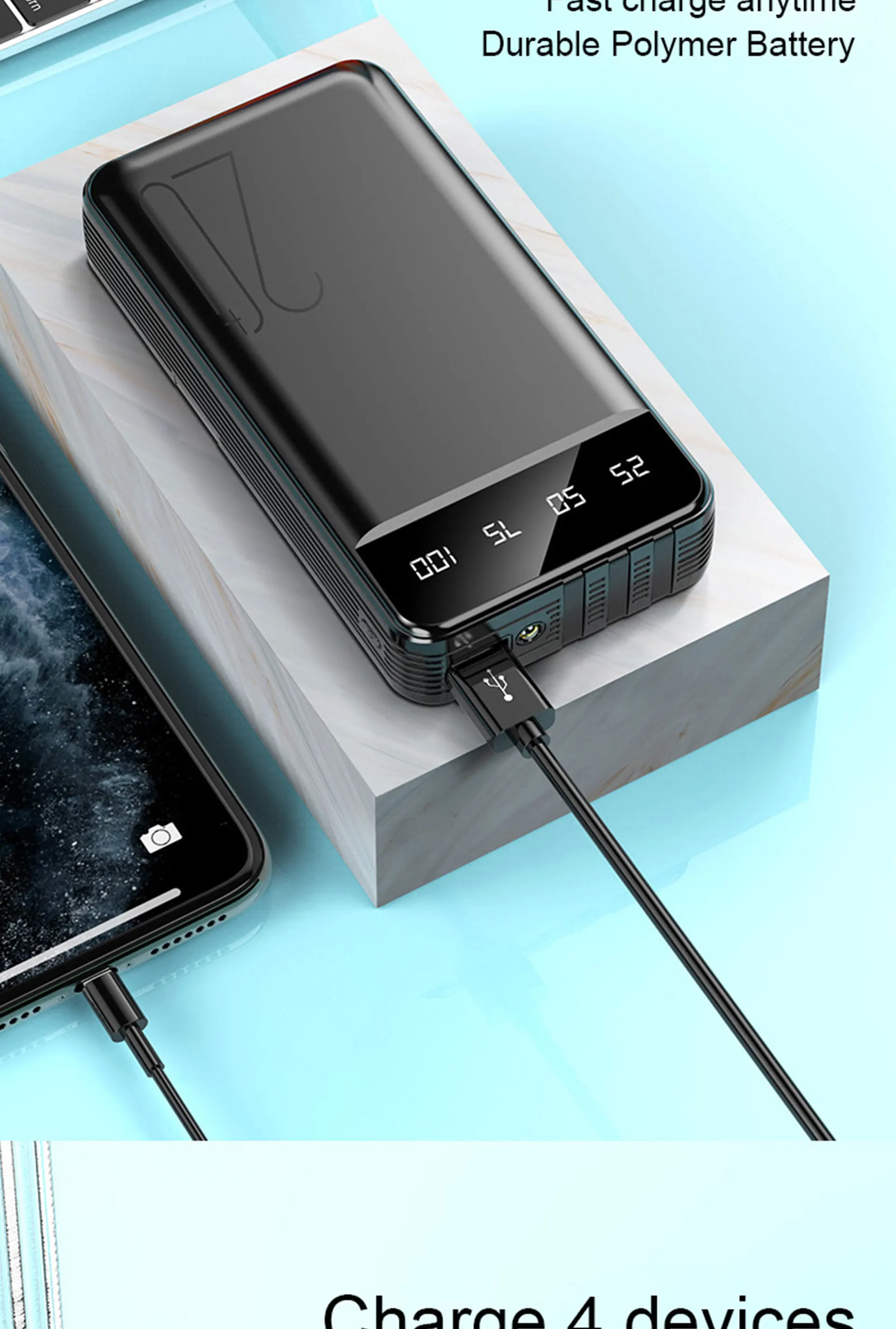2020 New Factory hot sale fast charging power bank 20000mah emergency powerbank Type-C power banks backup with phone holder - ANKUX.COM