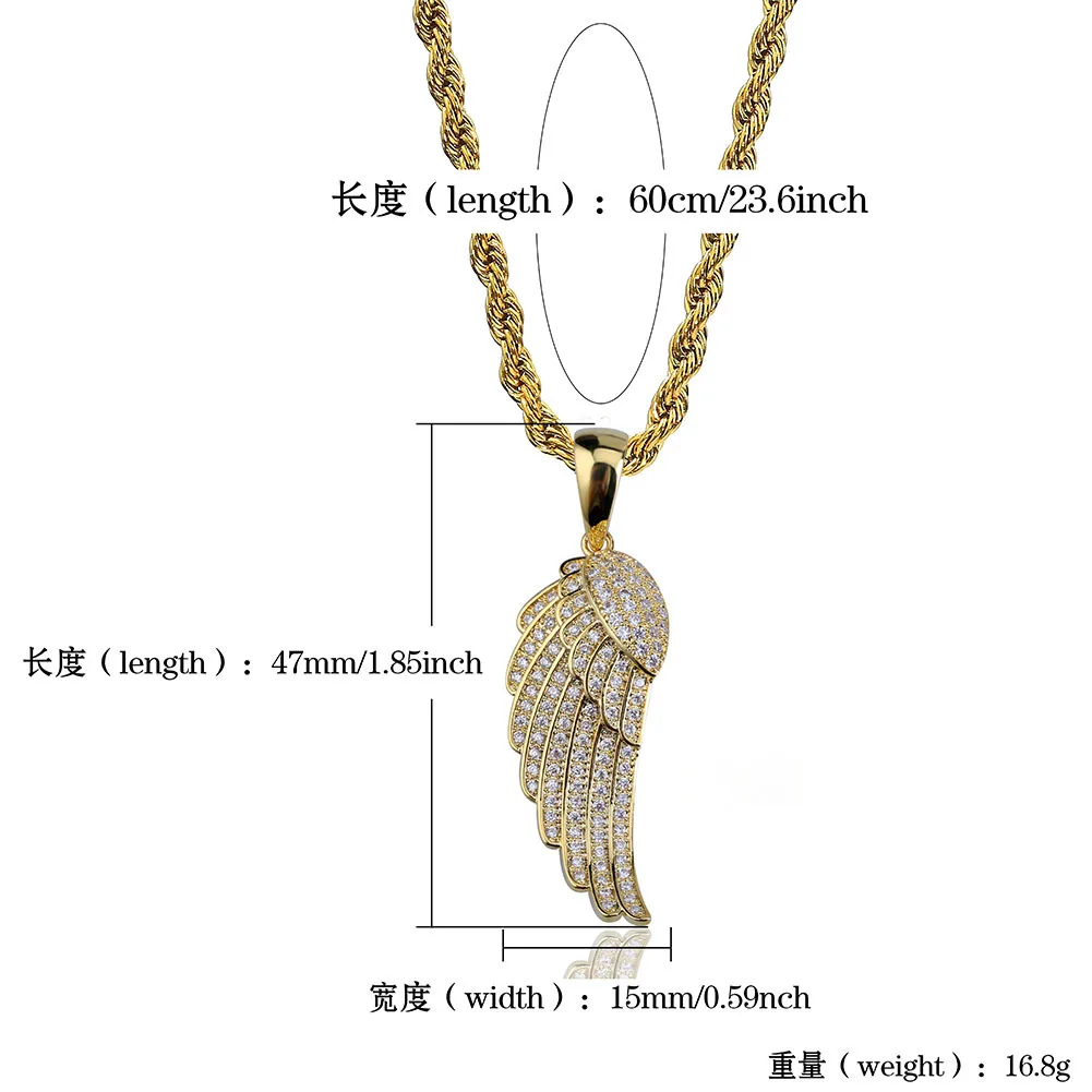 Gold Angel Wing Pendant Necklace 