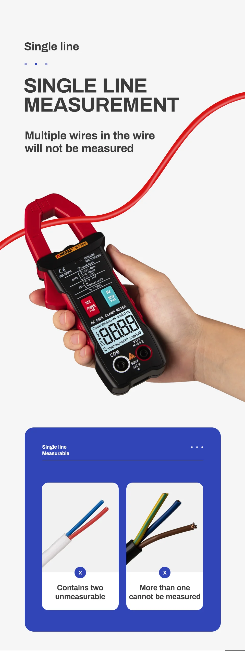 ANENG ST205 Kỹ Thuật Số Clamp Meter Analog Vạn Năng Hiện Tại Kẹp DC/AC Tự Động Thông Minh Phạm Vi Meter Với Nhiệt Độ Tester