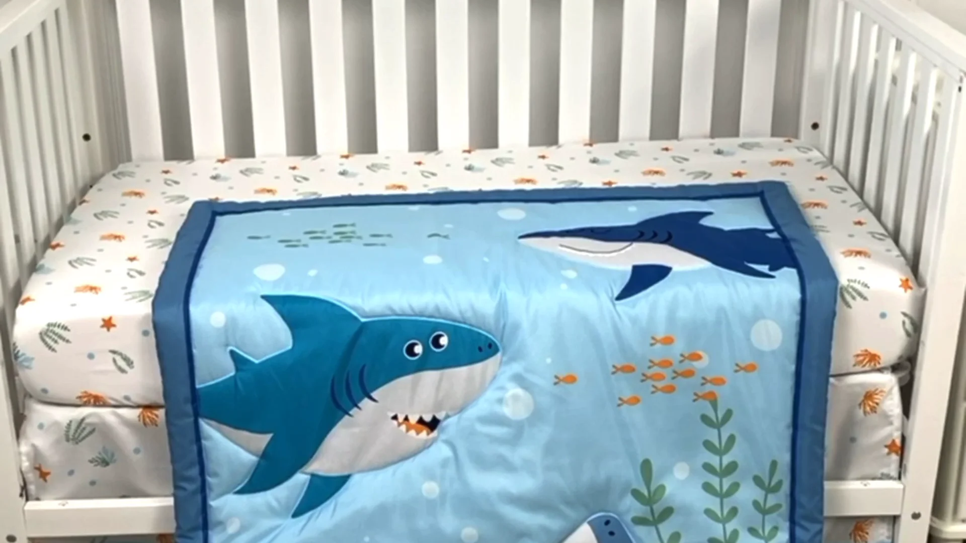 Shark hotsell crib bedding