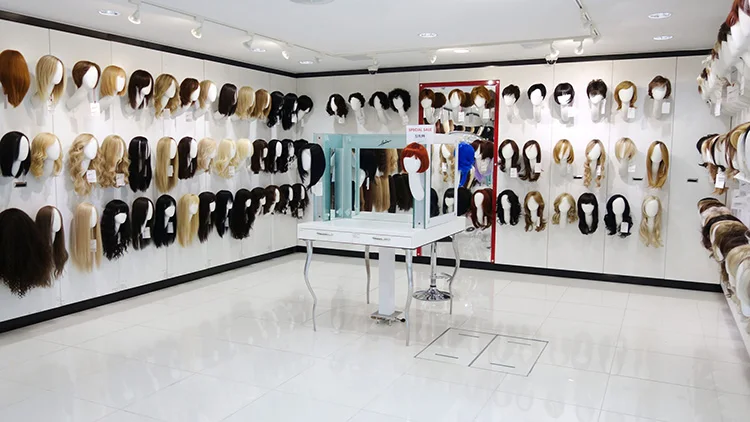 假发店设计假发展示陈列柜发廊展示假发店设计 - buy wig store