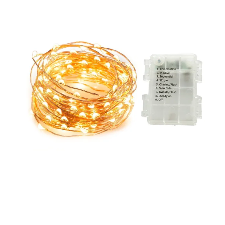 5M 50 LED 8 function waterproof battery box copper wire light string christmas decoration led battery operated fairy lights