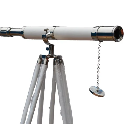 Details about   Antique Brass 27 Inch Nautical Telescope White Leather With White Tripod Stand 