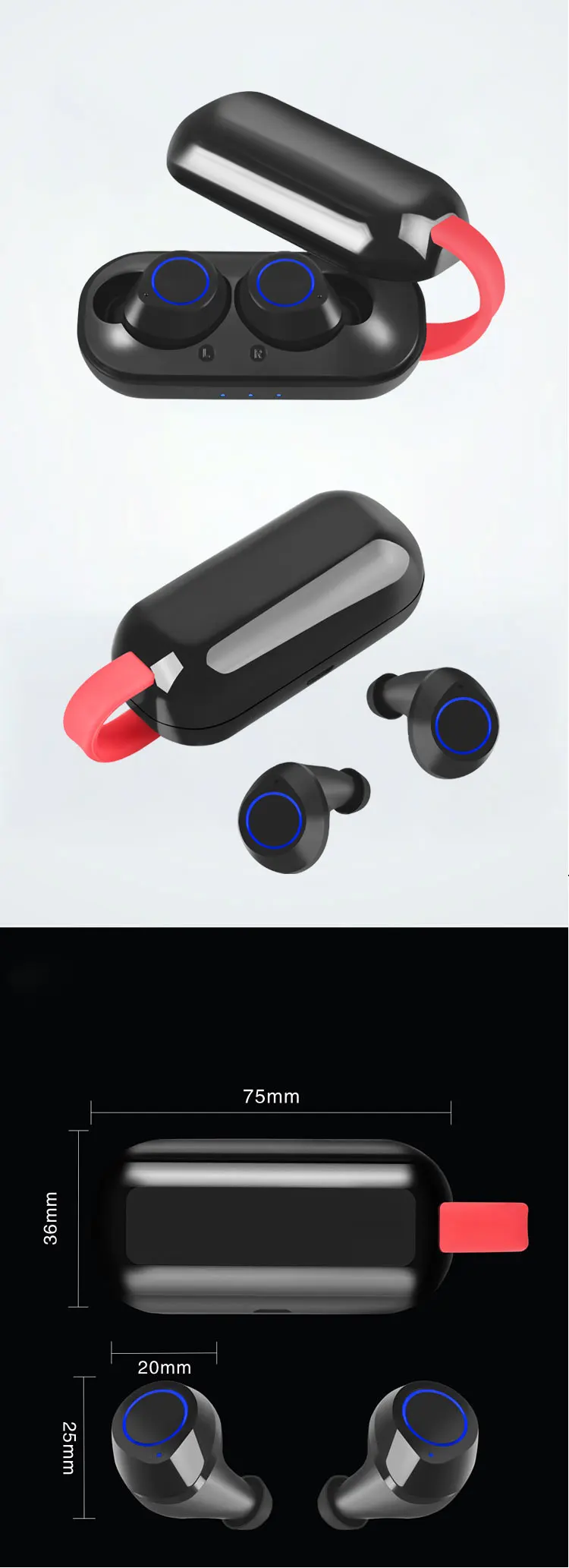 Tws fashion brass stereo earphone earbuds B170 B169 B168 wireless bt 5.0 earphone with charing box - ANKUX.COM