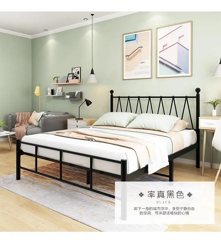 Home furniture Portable Folding high Cheap Price Iron Metal Single or double Iron Bed
