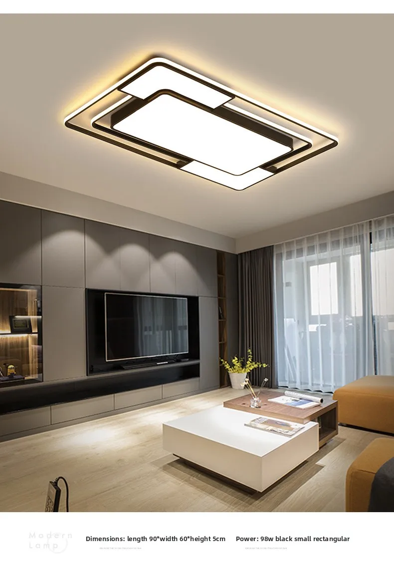 product 2023 nordic modern led ceiling light elegant rectangular large acrylic lighting package for living room stainless steel base-8