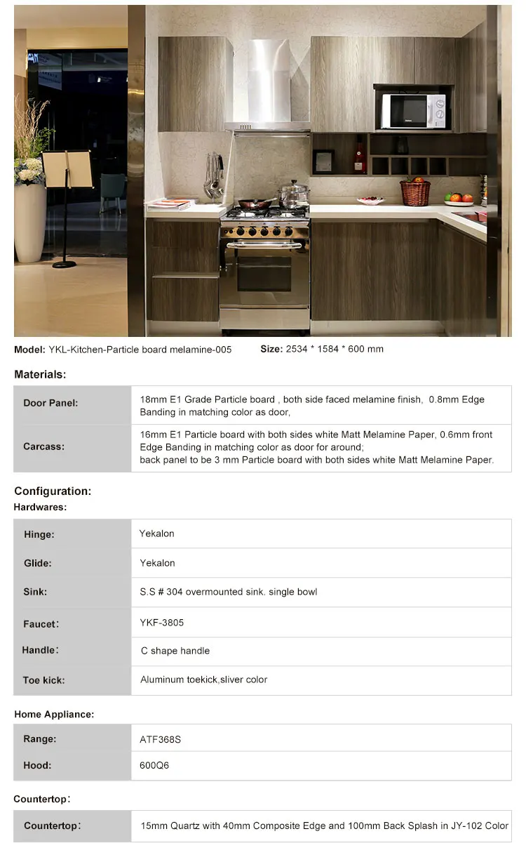 China Manufacturer customized design Modern Particle board Chipboard melamine Kitchen Cabinet