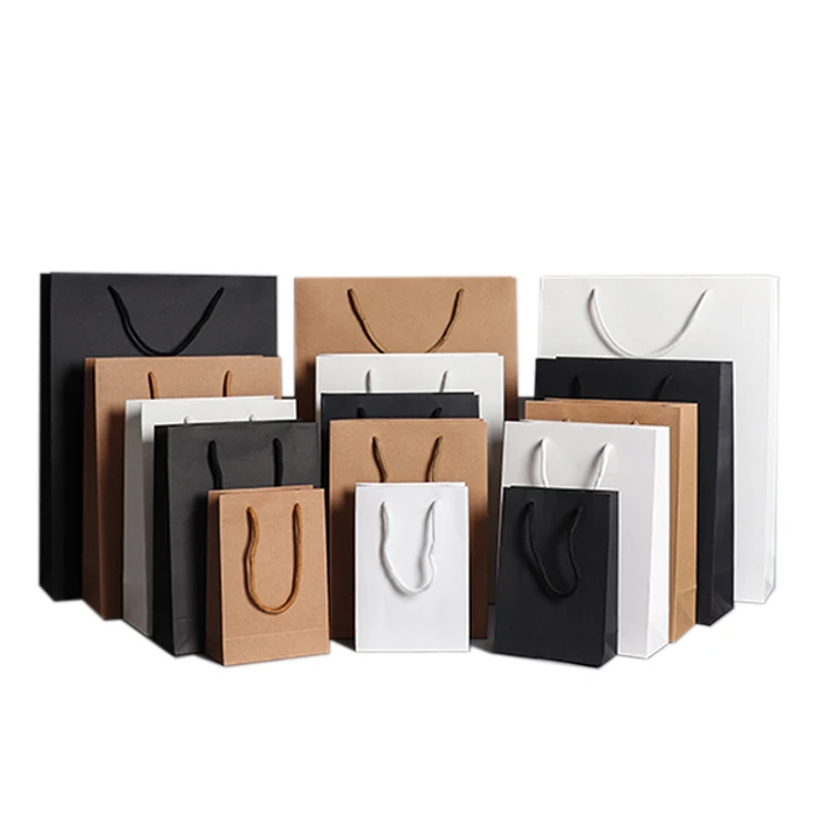 
Customize Logo Luxury Elegant Retail Plain Cardboard Matte Black Paper Bags 