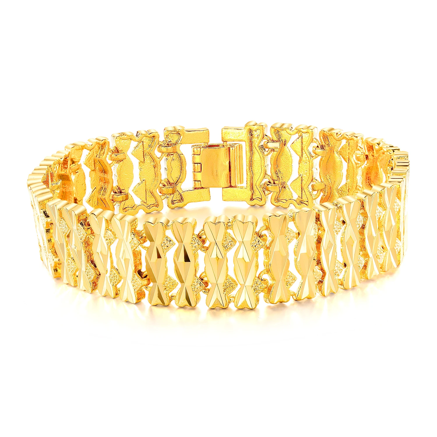 丈夫的礼物男性18k黄金手镯