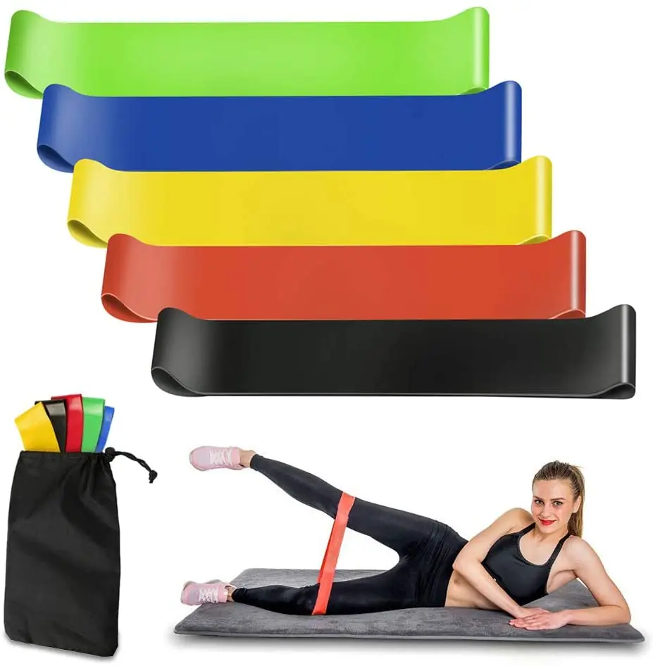 with Exerci... Set of 5 Resistance Loop Bands Fitness Bands Exercise Bands 