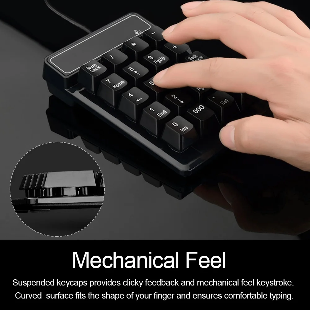 19 Keys USB Mechanical Wire numeric keypad Keyboard Mini number keycaps Numpad Keyboard for Laptop Desktop PC Computer notebook