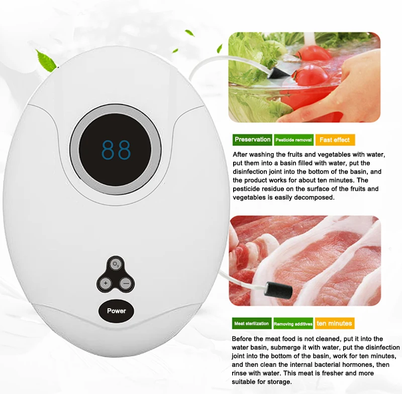 Ozone Generator For Clean Vegetable Fruit Meat Ozone Cleaner Ozonizer