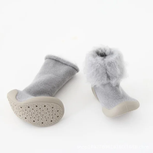 Winter Fleece Indoor Solid Color Toddler Shoe Socks Baby Prewalker ...