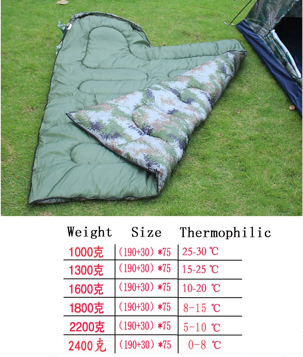2020 高品质便宜的价格防水便携睡袋户外野营登山军事战术迷彩睡袋