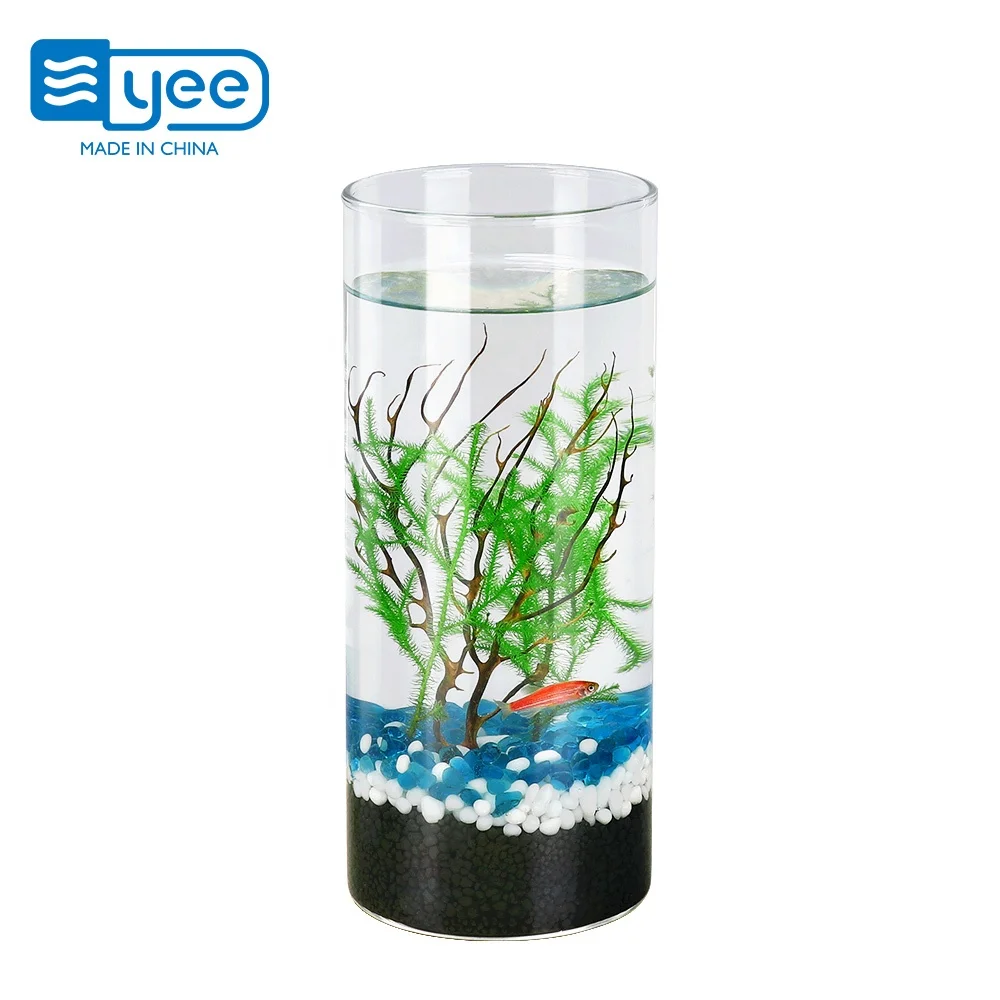 Yee Landscaping Ecological Bottle Glass Mini Betta Fish Tank Office ...