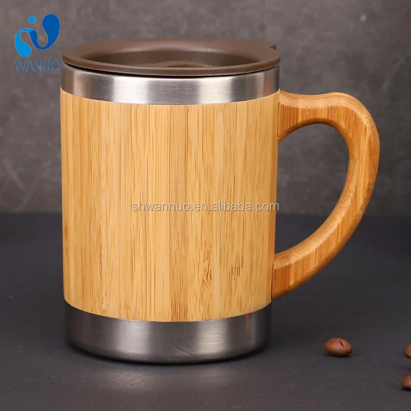 Wanuocraft Bamboo Insulated Double Wall Travel Mugs Bamboo Coffee Cup