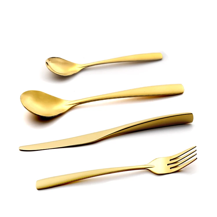 Factory Custom 304 Fork Spoon Knife Set Wholesale Stainless Steel Gold Cutlery Set Restaurant Wedding Cutlery