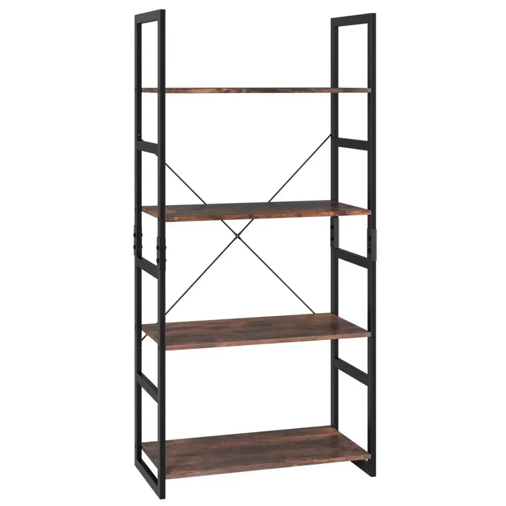 Bookshelf Rack 4 Tier Vintage Bookcase Shelf Storage Organizer Modern