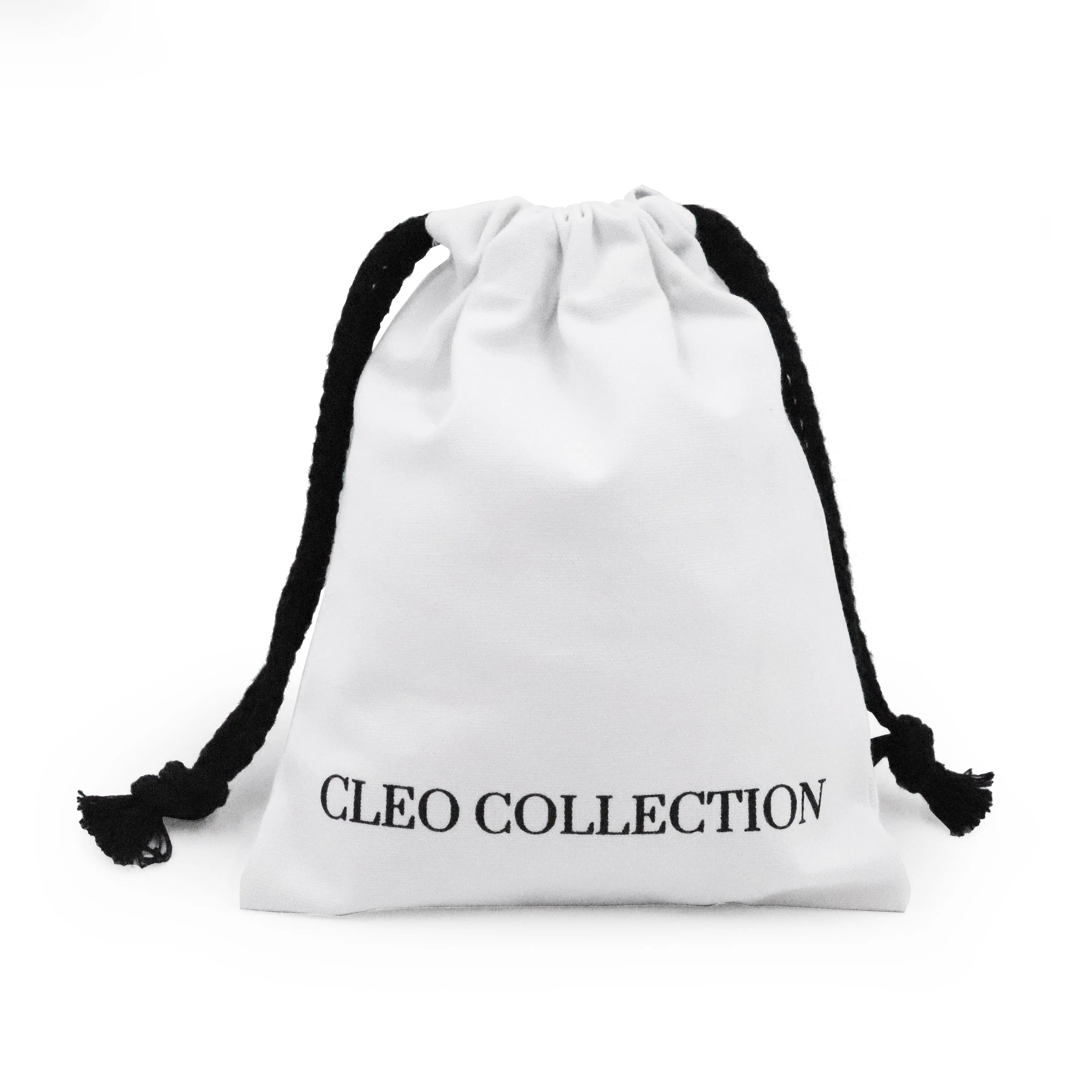Durable Custom Logo White Cotton Dust Bag With Black Rope Shoes Handbag