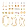 Korean fashion trend flower heart rose resin 20 pairs set earrings, wide styles bohemian earrings, femme bijoux