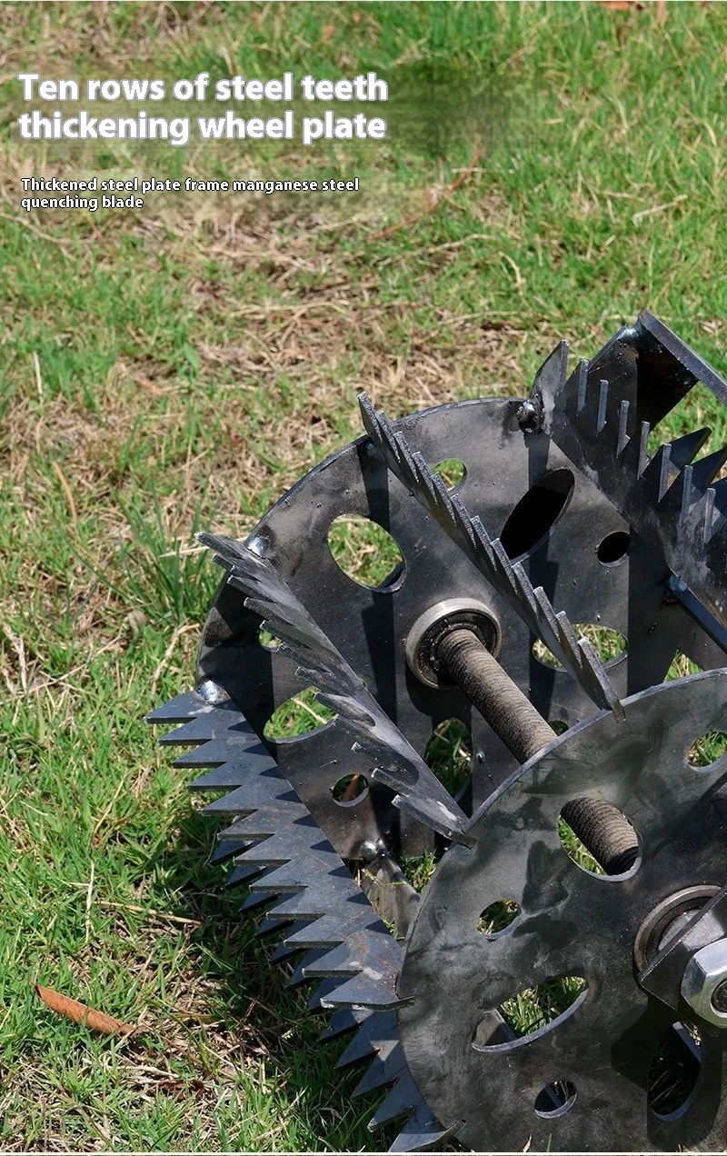 Upgraded Thickened Widened Wheel-Type Hoe Hand Push Artifact with Quenched Manganese Steel Serrated Soil Loosening Tool