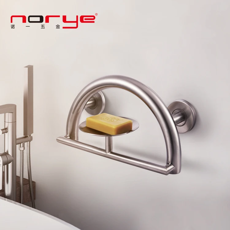 Norye Bathroom Accessories Grab bar with soap dish stainless Steel 304 OEM