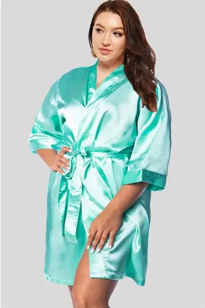 Women Plus Size Silk Robe Bridesmaid Plus Size Satin Robe - Buy Plus ...