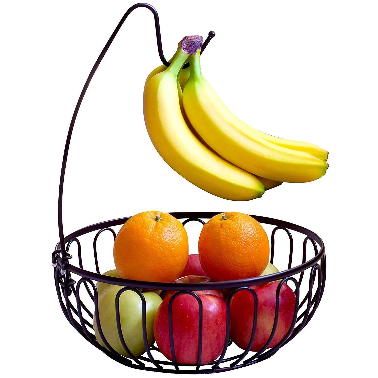 Fruit Bowl With Banana Hanger Fruit Basket Kitchen Metal Fruit Basket With Detachable Banana