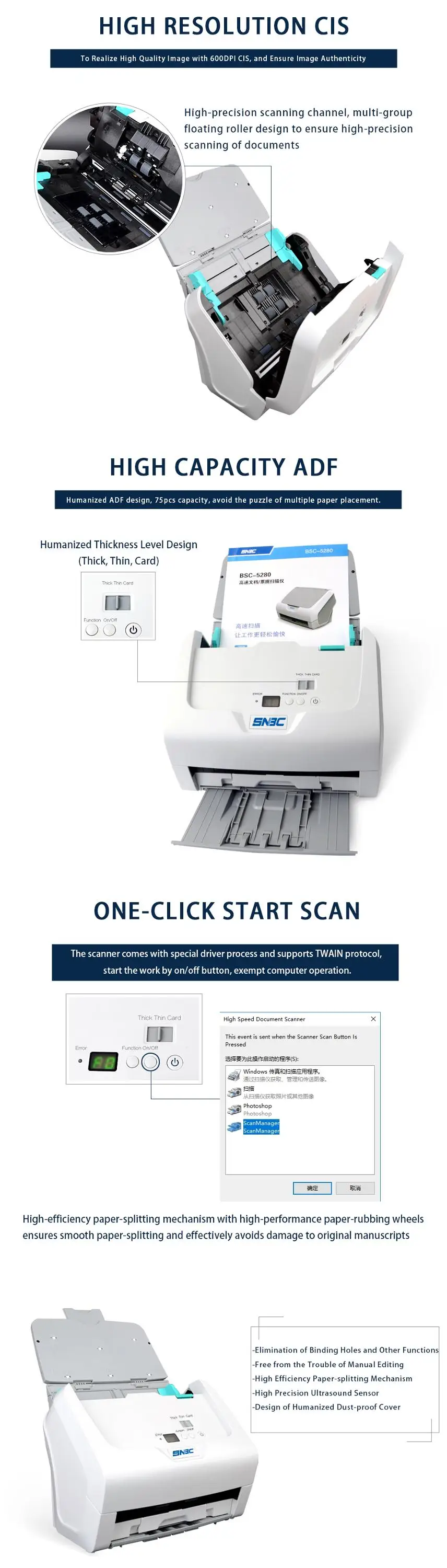 High Speed High Resolution Scanner Ocr Document Management Portable Document Camera Scanner