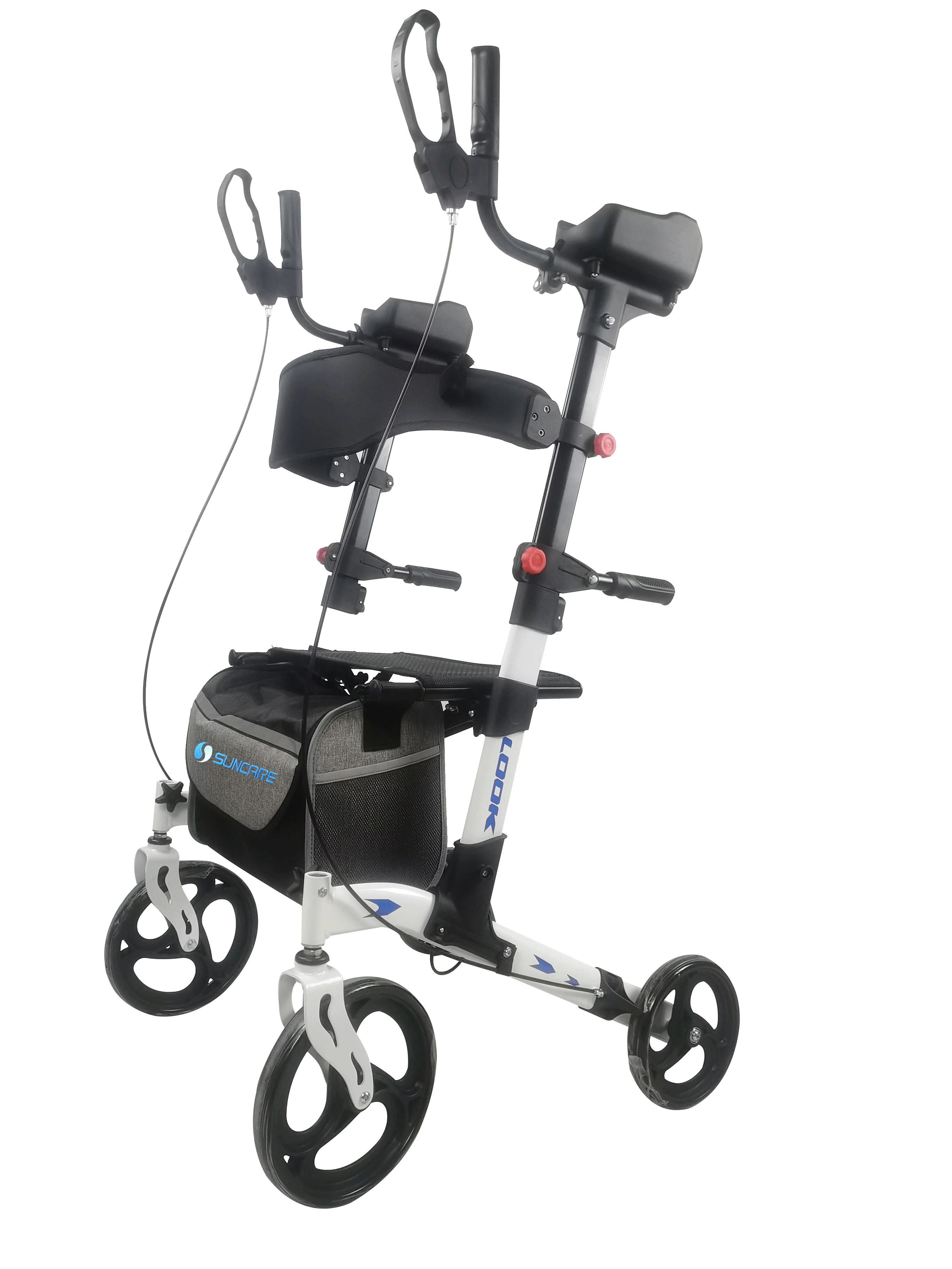 Aluminum Light Weight Upright Rollator Walker With Padded Arm And Backrest And Seat For Adult